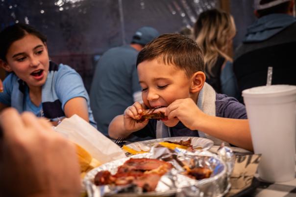 Family enjoys BBQ