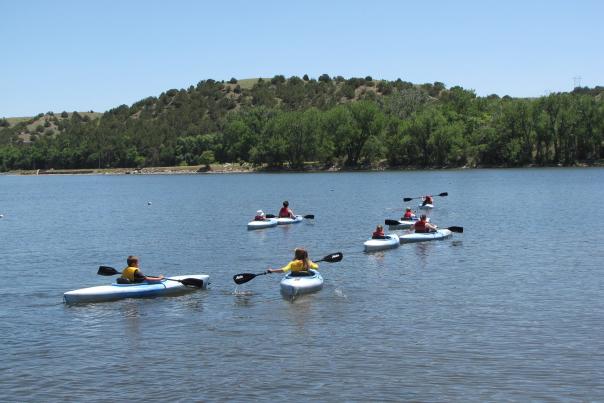 kayaks on lake