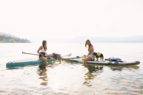 People on Paddle Board with Dog on Okanagan Lake 2
