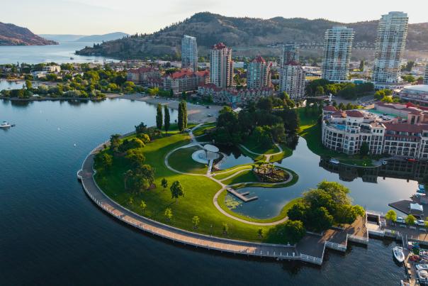Downtown Kelowna During Summer Aerial 23