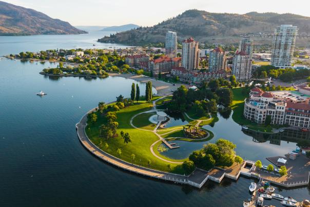 Downtown Kelowna During Summer Aerial 25
