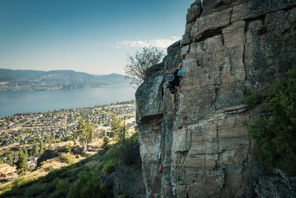 Chris de Vries rock climbing