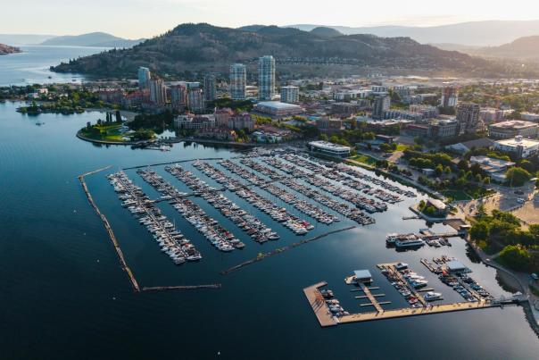 Downtown Kelowna During Summer Aerial 11