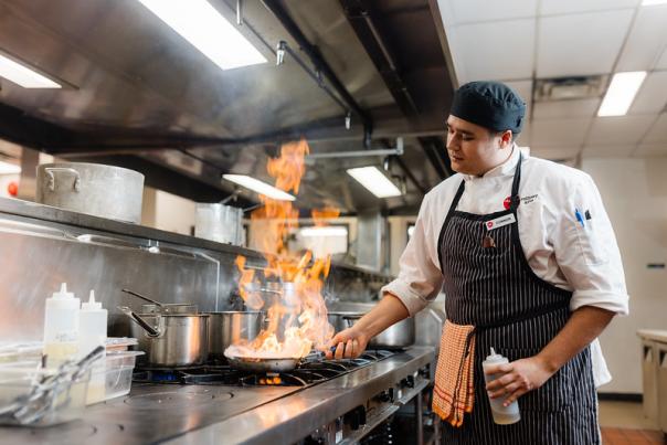 Okanagan College Student Working in Kitchen