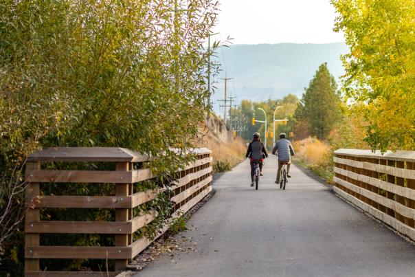 Okanagan Rail Trail Couple Biking Fall 2