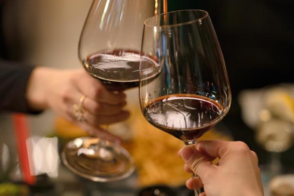 Red Wine Glasses at Dinner Bernie's Supper Club