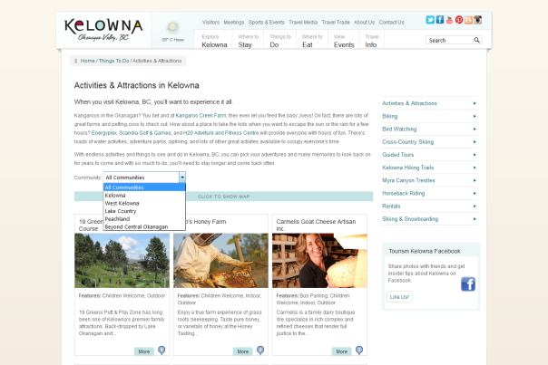 Tourism Kelowna Website