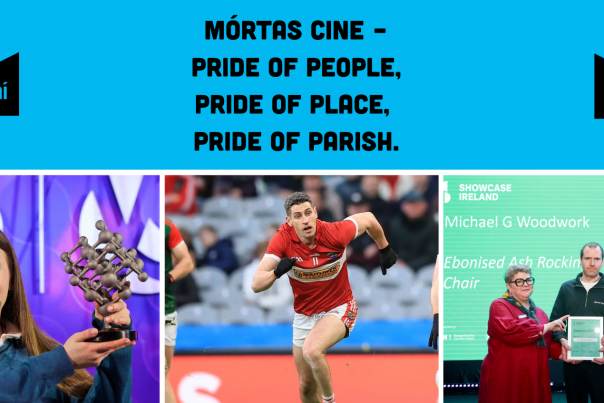 Blog Header Image featuring Aobiheann Daly, Young Scientist Winner 2026, Paul Geaney Captain of the Kerry Team and Michael O'Donoghue Wood CRafter