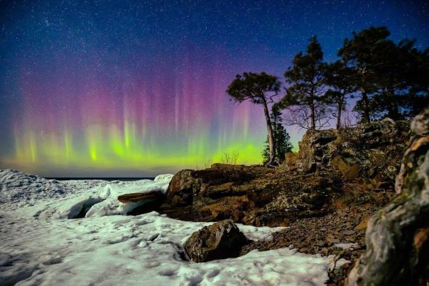 Winter Aurora Pillars