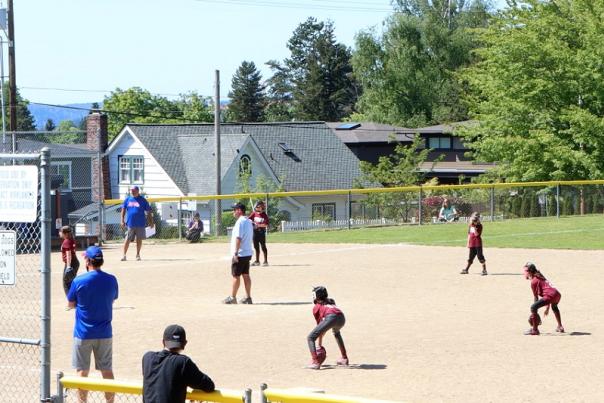 A softball game at Everest Park