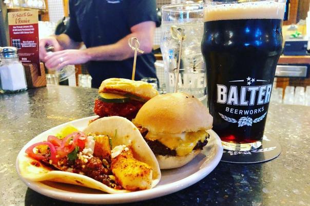 Happy hour sliders, tacos and beer at Balter Beerworks