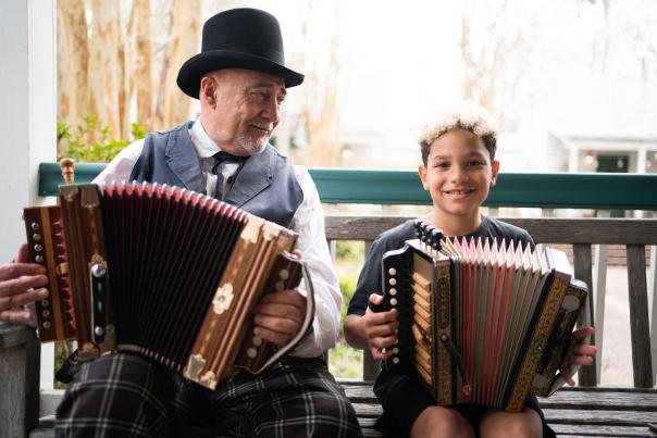 Playing the Accordion at Vermilionville
