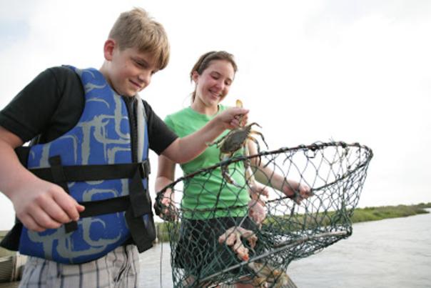 Kids Crabbing on the Creole Nature Trail