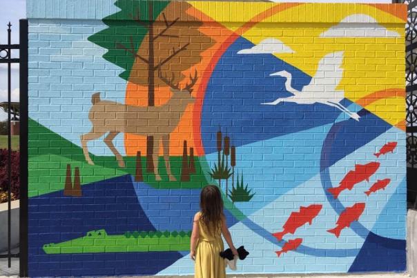 Millennium Park Mural with child