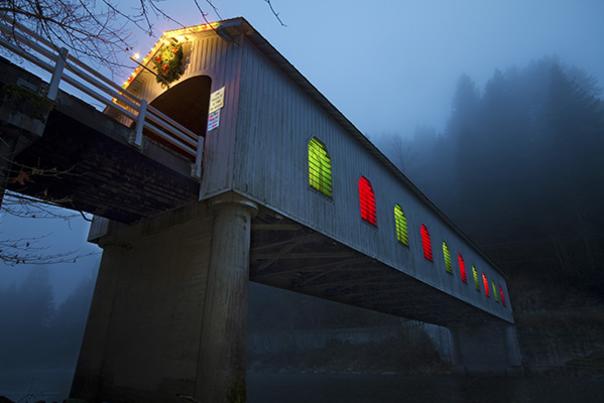 Goodpasture Covered Bridge at Christmas by David Putzier