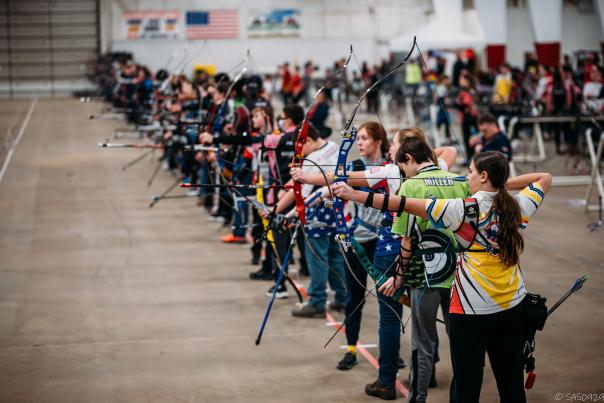 Archers lined up to shoot