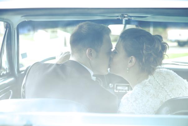 Wedding Kiss in a Car