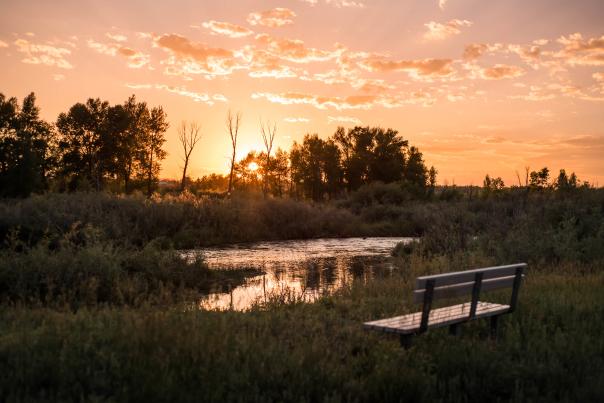 Sunset bench on Laramie Greenbelt