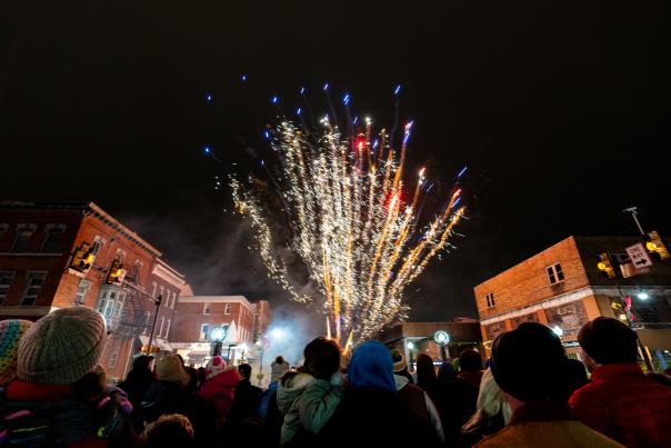 Fireworks light up the sky over Somerset during the Fire & Ice Festival