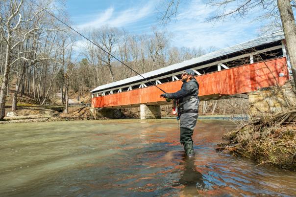 The Lower Humbert Bridge in Lower Turkeyfoot Township is a scenic spot to fish for trout.