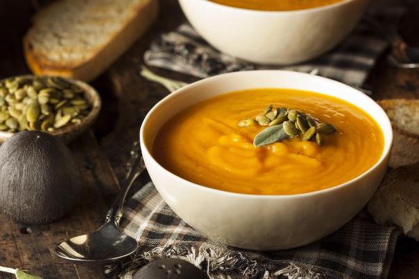 Butternut Squash Soup with Fried Sage Leaves