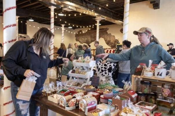 Holiday shoppers at West Overton Village’s Holiday Makers Market.