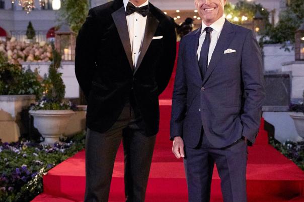 The Bachelor Matt James and Chris Harrison at Nemacolin