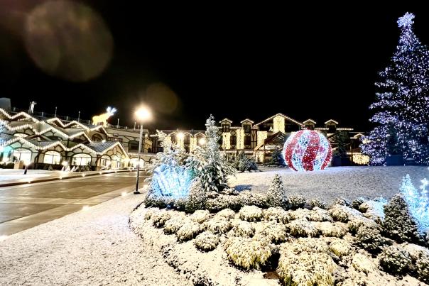 A layer of snow gives The Grand Lodge at Nemacolin a winter wonderland feeling