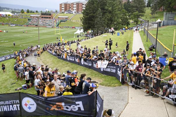 Steelers Training Camp fans along walkway