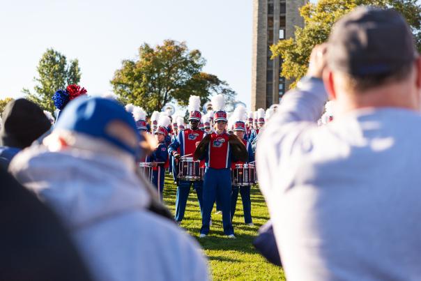 KU Marching Band at KU Football in Lawrence Kansas