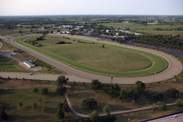 Aerial view of the Keeneland racecourse and grounds.