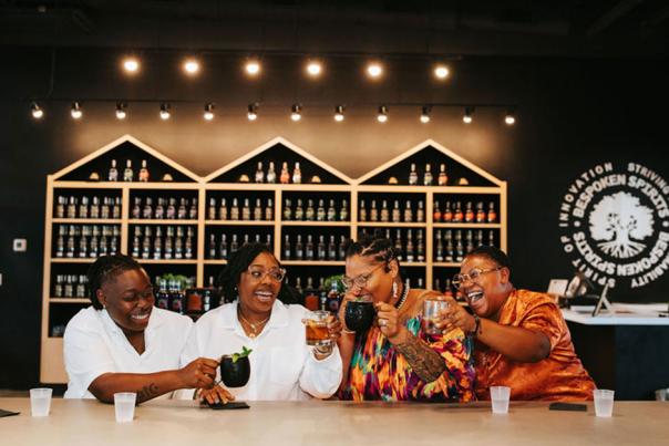 4 women at Bespoken Distillery Lexington, KY