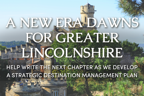 An image of Lincoln Castle with 'a new era dawns' written on it