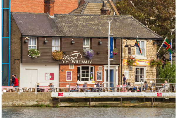 exterior view of the Royal William beer garden