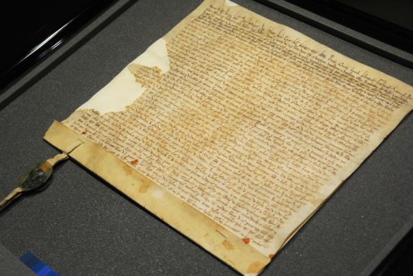 picture of a medieval document detailing the history of Lincoln