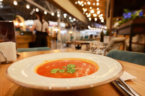 Soup in a restaurant