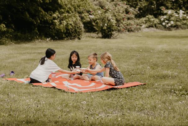 Kids having picnic at Linwood Gardens