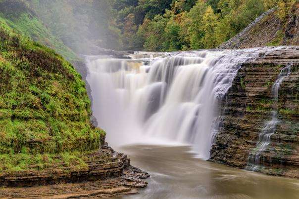 Rushing waterfalls in Letchworth State Park