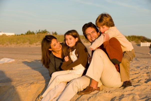 Family on beach