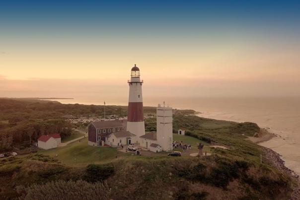 Aerial of Montauk Point Lighthouse