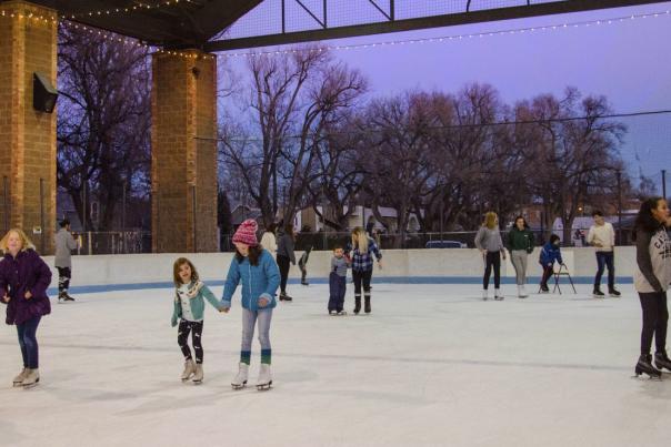 People ice skating at Roosevelt Park