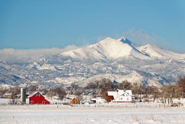 Snowy Mountain With Barn