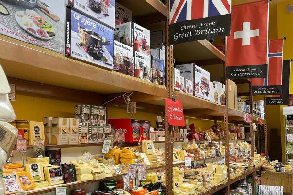 Array of cheeses at Cheese Importers