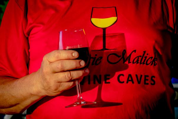 tshirt and glass - wine cave
