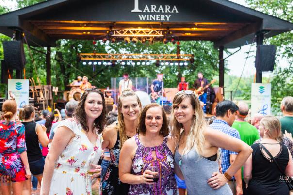 Guests enjoying a live outdoor concert at Tarara Winery in Leesburg, Virginia