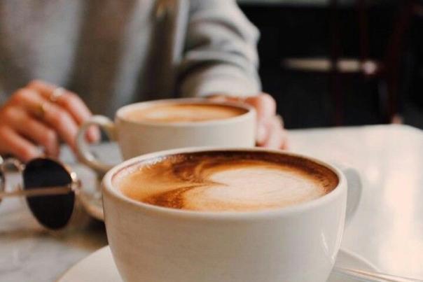 Two lattes in a Loudoun County coffee shop