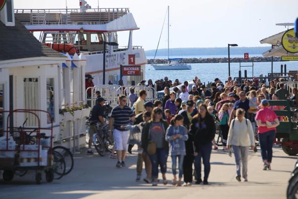 Where do you catch the ferry to Mackinac Island?