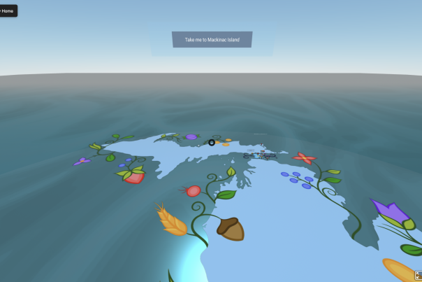 Screenshot of Island Of The Fairies virtual reality map of Mackinac Island and northern Michigan