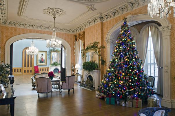 Hay House Interior at Christmas