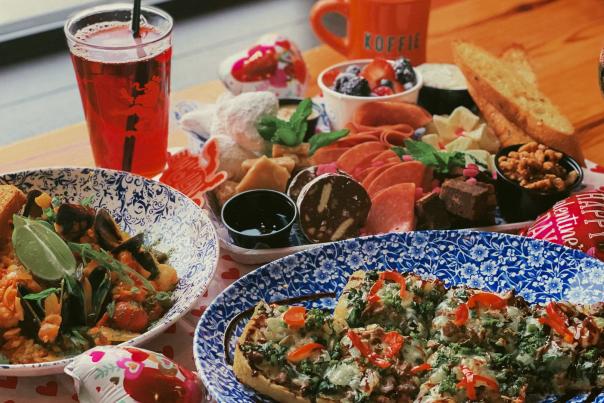 A table full of food at Cafe Hollander